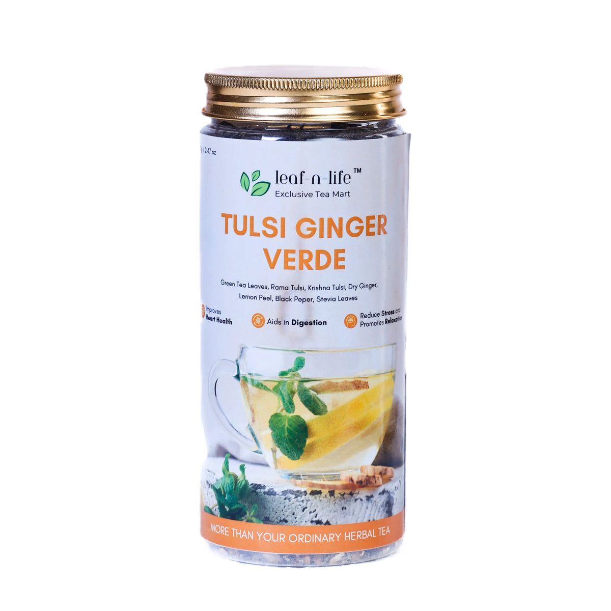 Tulsi Ginger Verde for Digestion – with Dry Ginger, Tulsi and Lemon Peel