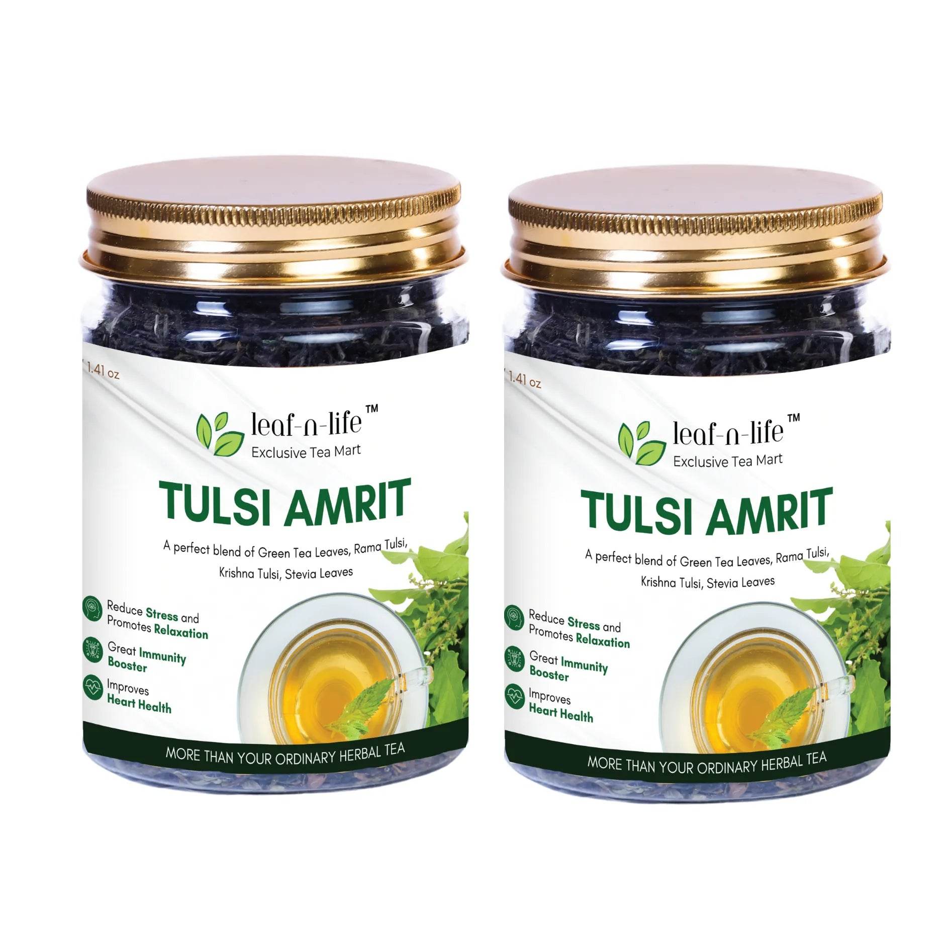 (Super Saver) Tulsi Amrit – Tulsi Green Tea for Stress Relief & Immunity Boost - leafnlife1