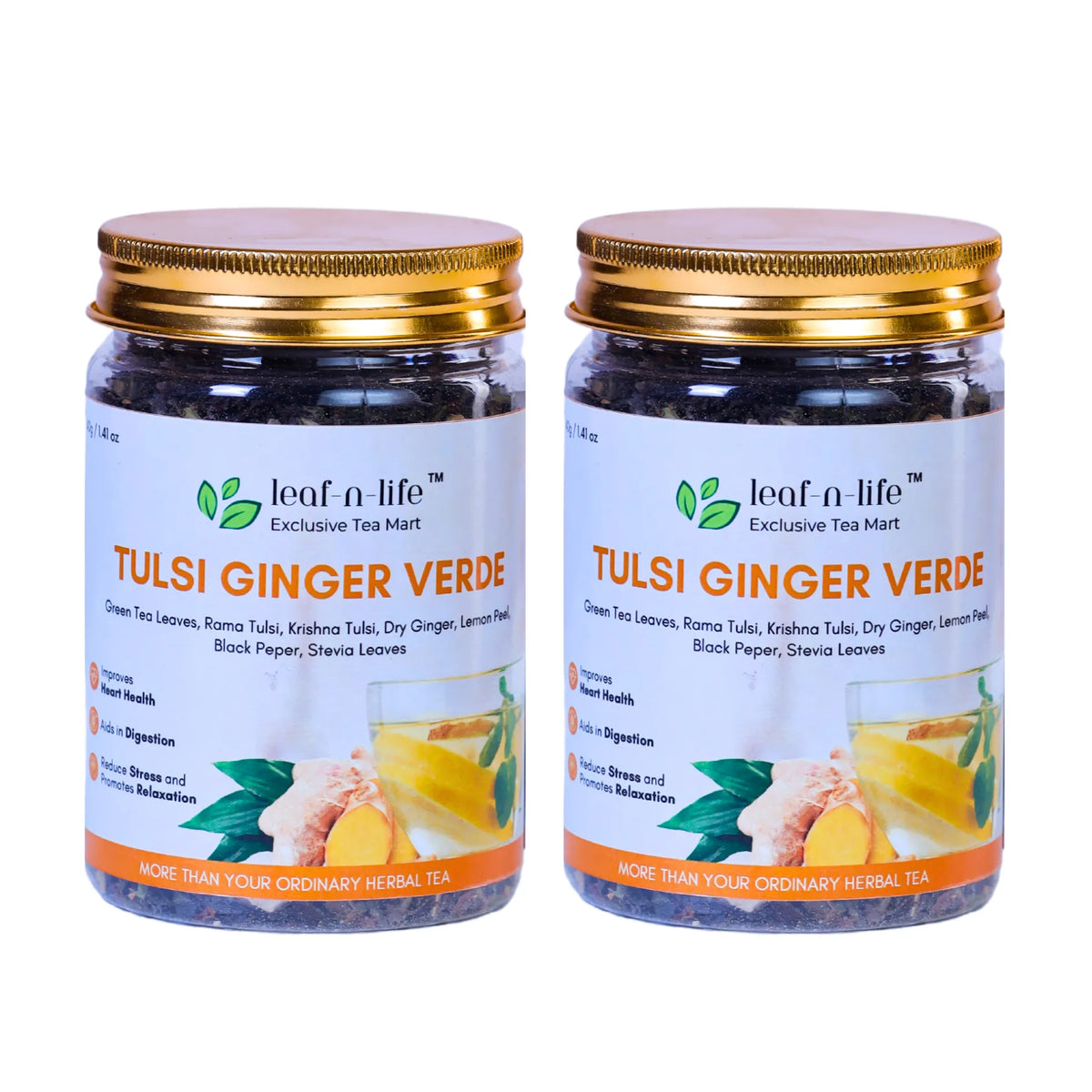 (Super Saver) Tulsi Ginger Verde for Digestion – with Dry Ginger, Tulsi and Lemon Peel